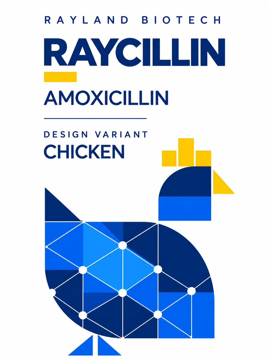 Raycillin 鸡类瓶身图案沿用正面